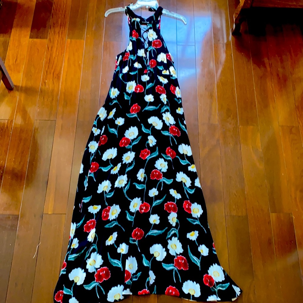 Full Length Sexy Fall Dress with Plunge neckline